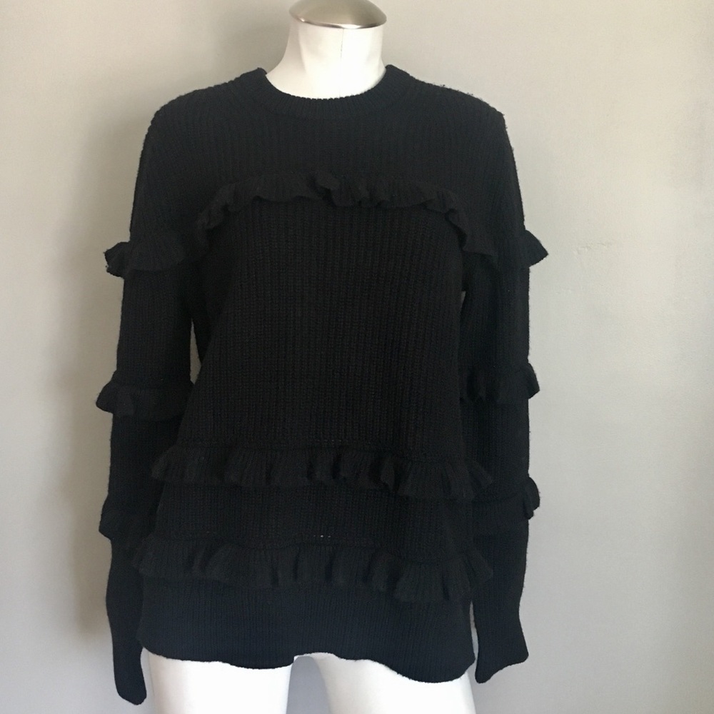New MICHAEL Michael Kors Ruffle Black Sweater - Picture 2 of 8